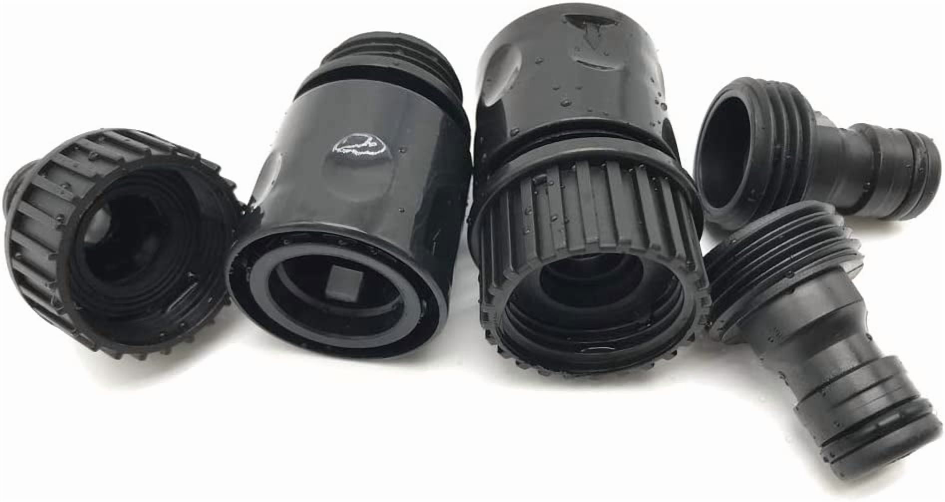 HRTGFD-Plastic Garden Hose Connector Set Male and Female - Quick Release Connect Kit, Water Hose Thread Fitting Adapter Set, from Quick Connector to Standard 3/4'' Thread Connector (Black, 2 Sets / 1