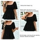 thumbnail image 3 of Top de manga corta para mujer Camisa de cintura elástica con dobladillo suelto Jacquard Top de moda, 3 of 8