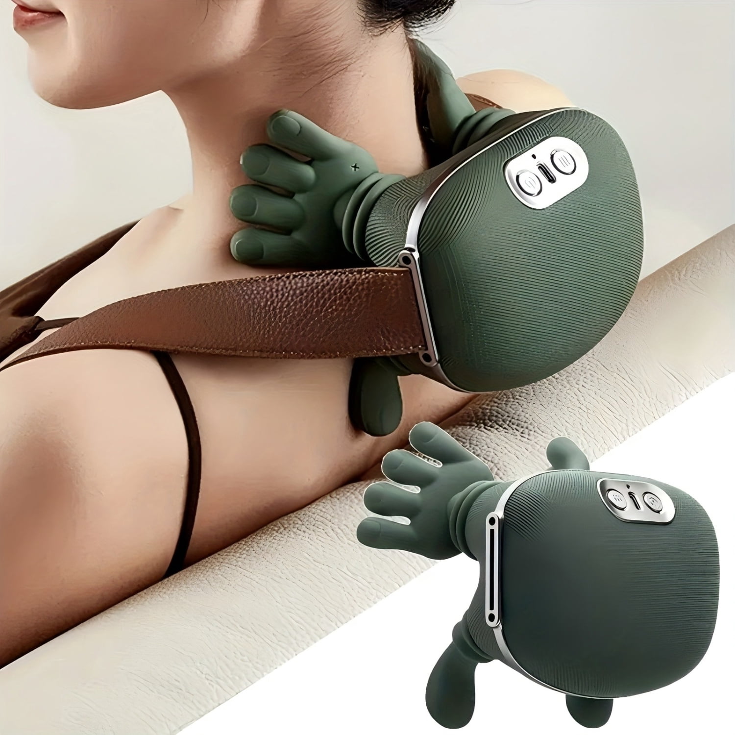 Wireless Neck & Shoulder Massager, 3D Deep Tissue Shiatsu with Heat, 3-Speed Adjustable, Portable Rechargeable