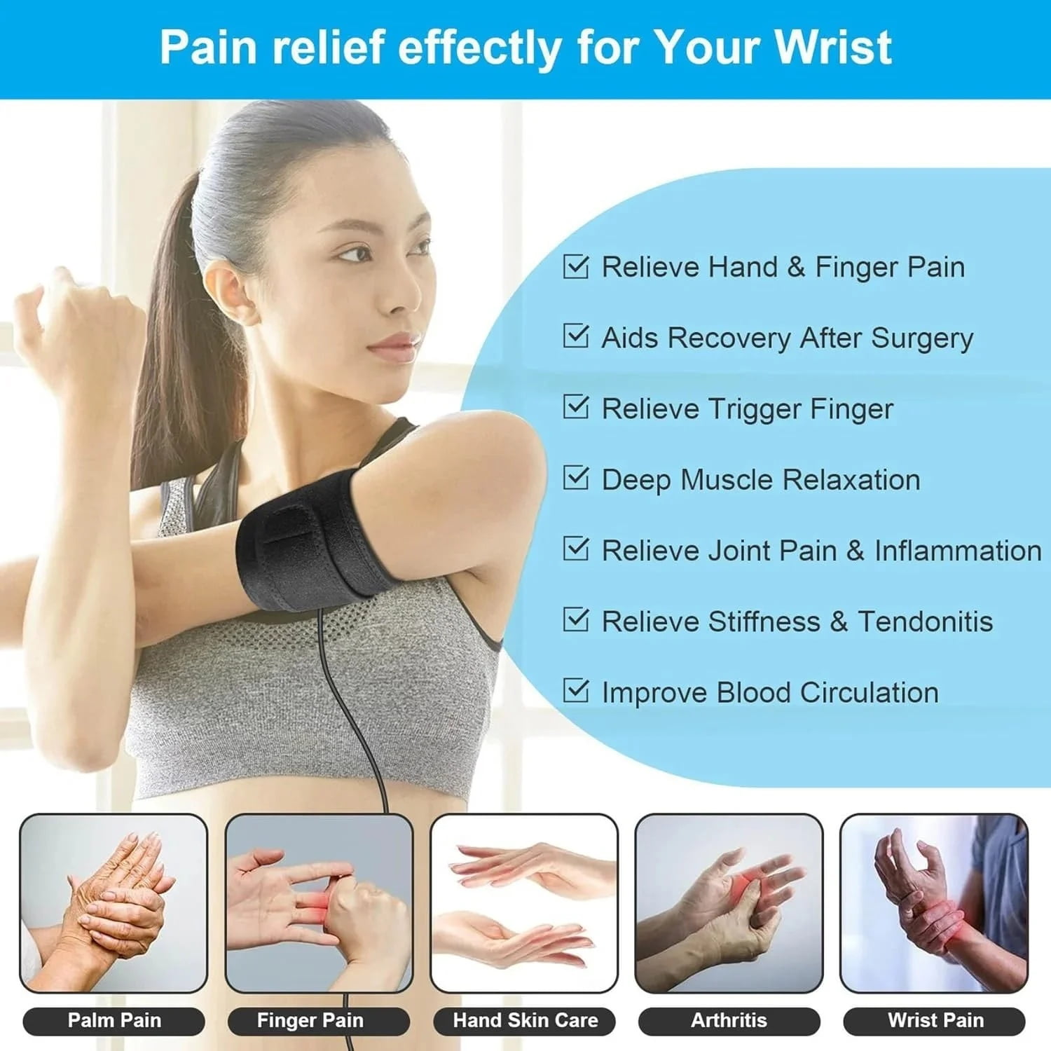 Thera Wrap for Carpal Tunnel, with Heat & Massage, 2026 New 3 in 1 Wrist Heating Pad, with 48 LEDs, Wrist Brace & Hands Wrap Pad for Knee Ankle Foot Joint, Just 15 Minutes A Day(1pcs)