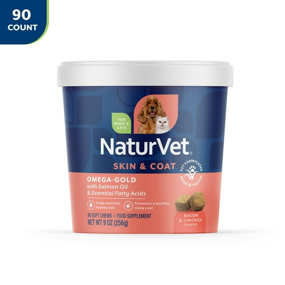 NaturVet Omega-Gold   Salmon Oil Soft Chews for Dogs & Cats 90ct