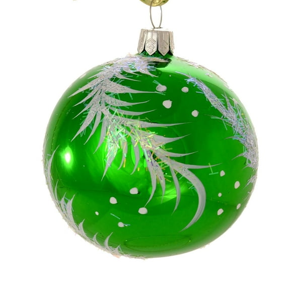 "Twig" Green Glass Christmas Ball Ornament (Green)