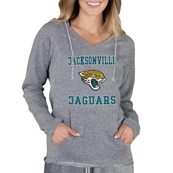 Women's Concepts Sport Gray Jacksonville Jaguars Mainstream Tri-Blend Raglan Hoodie V-Neck Top