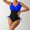 thumbnail image 5 of Hvot&aat Women's Color Block One Piece Bathing Suit Crisscross Front Drawstring Side Swimsuit Tummy Control Beachwear, 5 of 5
