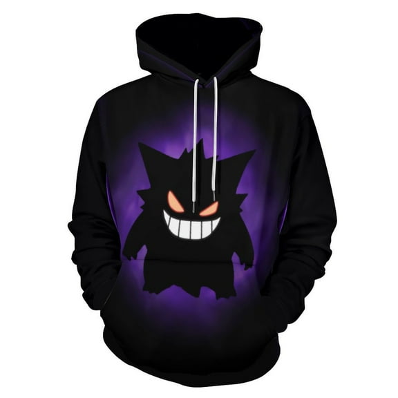 Gengar Hoodies for Men Women 3D Print Pullover Novelty Hooded Sweatshirt Hoodies with Big Pockets S