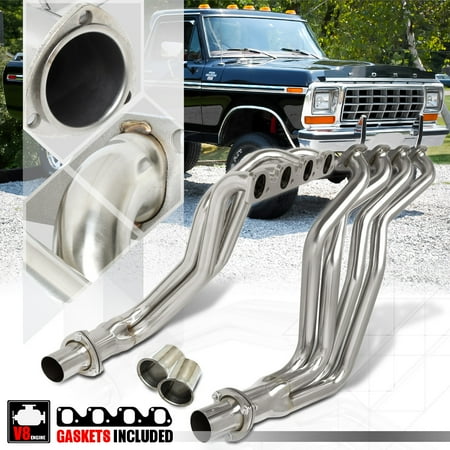 - SS Long Tube Exhaust Header Manifold for 77-79 Ford F150/F250/F350 5.8/6.6 V8 78
