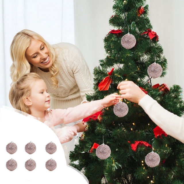 Fiudx Adornos para Árbol de Navidad, Bolas de Espuma En Polvo, Juego de 6 Piezas, Elegante Decoración Navideña, Ligeros, Versátiles para Árboles o Coronas, Azul, Rojo y Blanco, 8 Cm