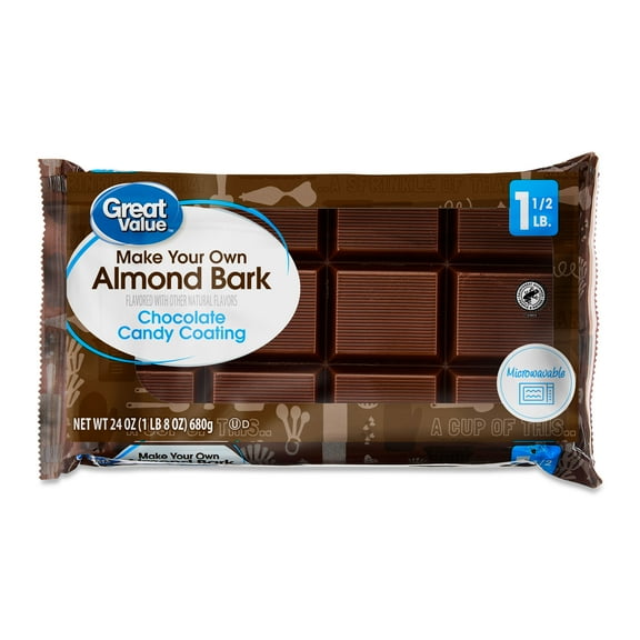 Great Value Chocolate Flavored Candy Coating Almond Bark, 24 oz Bag
