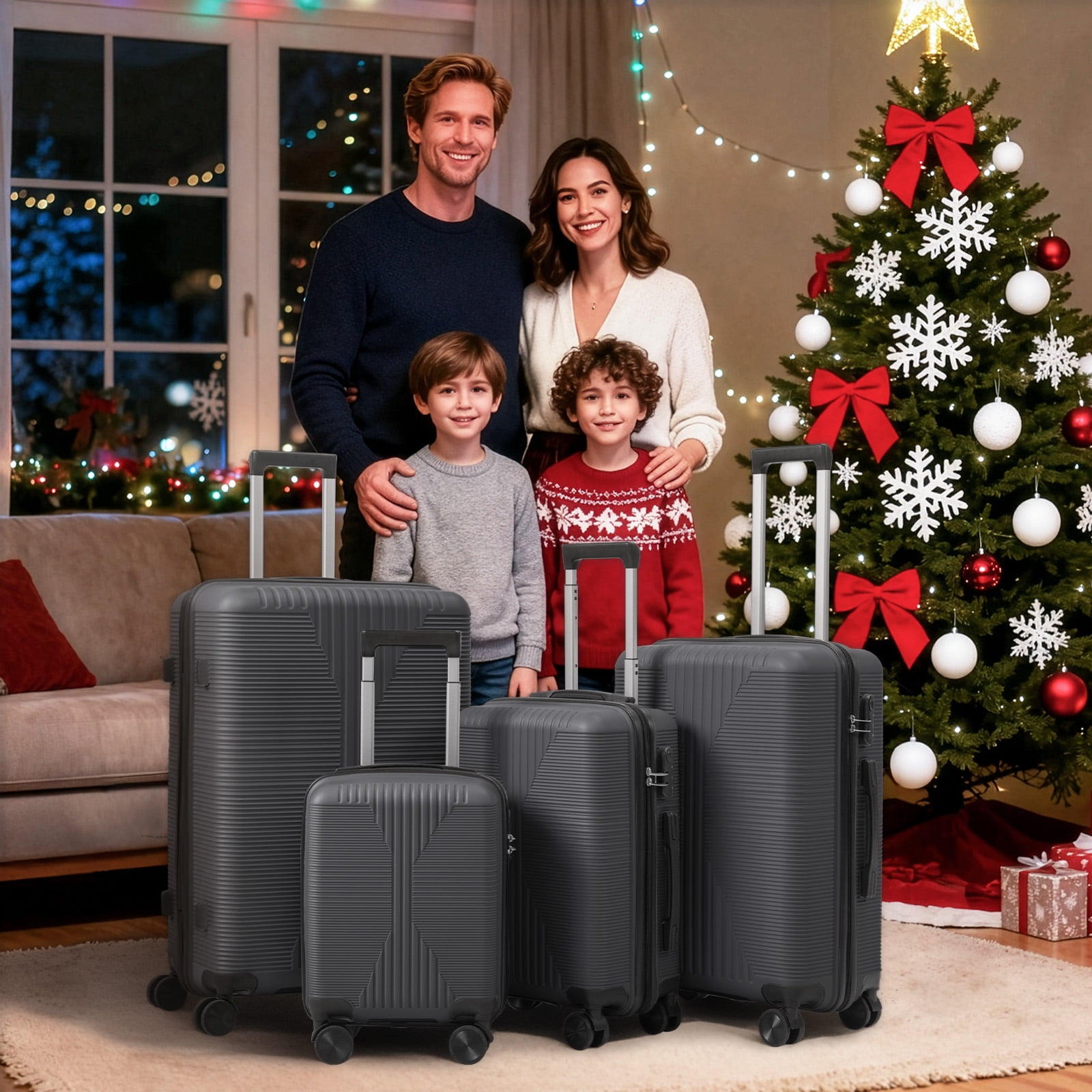 Ktaxon 4-Piece Luggage Set Hardshell Lightweight ABS Carry On Suitcase 360° Spinner Wheels Gray