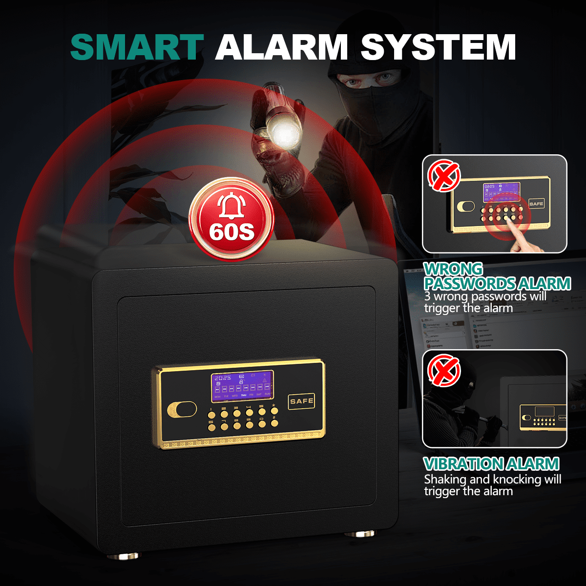 Gemaisil 1.5 Cuft Safe Box for Office & Home, Security Safe with Digital Keypad, Adjustable Shelf, Fireproof Bag, Suit for Store Documents, Cash, Jewelry, Values