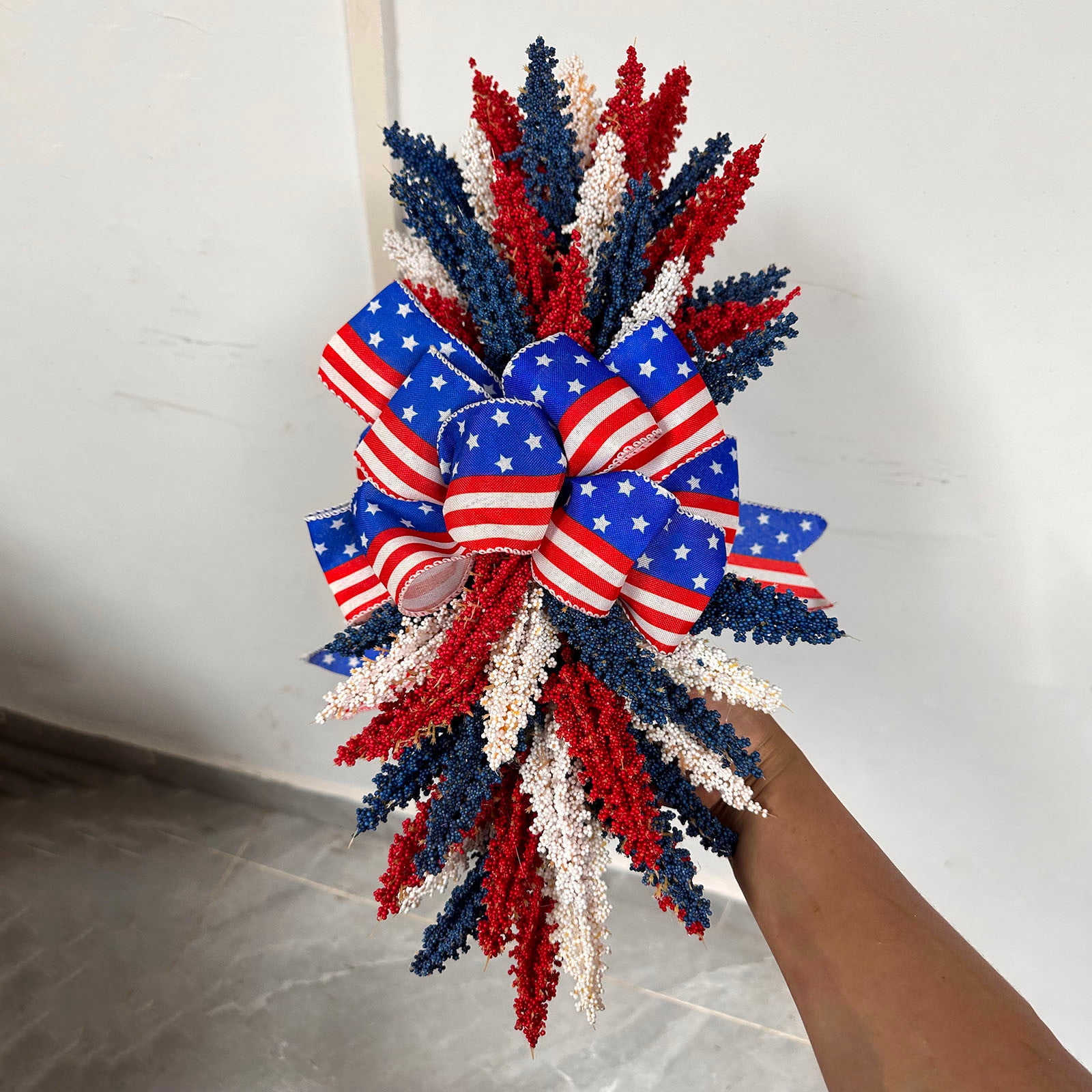 Usa Sign Patriotic Independence Day Wreath for Front Door, 4th July Decorations 2025 Hanging Decoration 4th July, 4th of July Hanging Decor Independence Day Door Hanger, 50cm