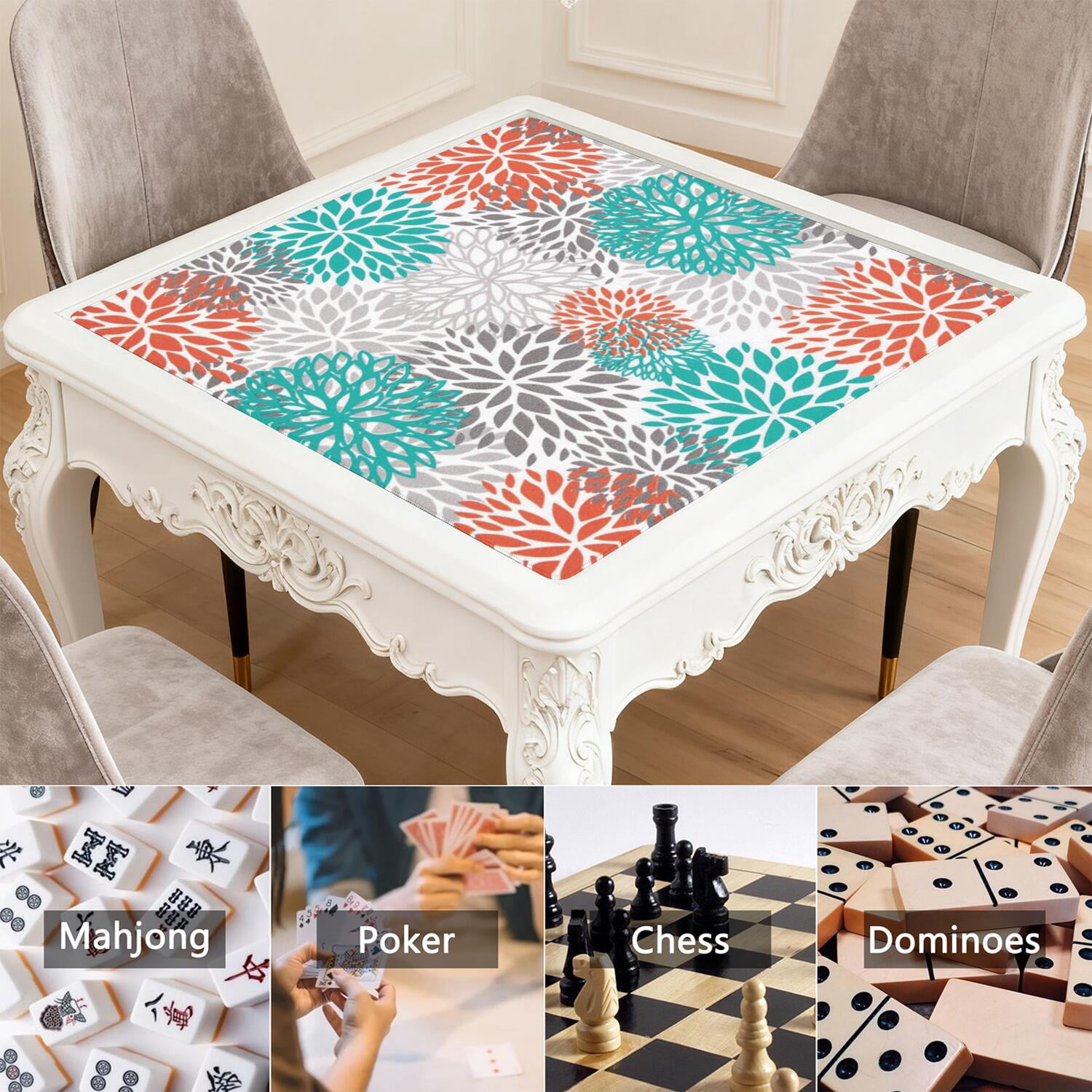 31.5 Inch Boho Design Mahjong Table Pad Made of Durable Rubber with Anti-Slip Non-Slip Surface and Noise Reducing Technology for Card Games Board Games Tiles