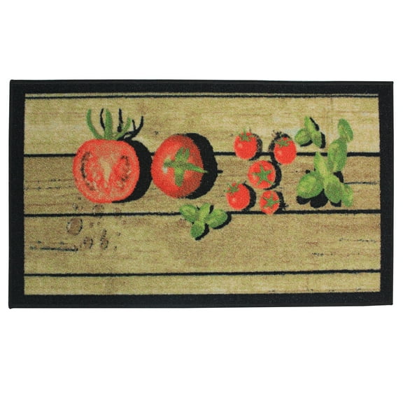 Kashi Home Kitchen Rug, Area Rug, Mat, Beautiful Print Non-Skid Latex Back Fresh Tomato 18x30 Rectangle
