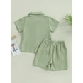 thumbnail image 5 of Yunliwuli Baby Kids Boys Shorts Set, Short Sleeve Button Closure Shirt with Elastic Waist Shorts, 5 of 10