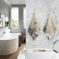 thumbnail image 5 of Coolnut Hand Towels Purple White Flower Print, Cotton Bath Towels Drying Face Hands Body Thin Water Absorbent Lightweight Quickdry Washcloth for Bathroom Ktichen Travel Gym 2 PCS 16×28 in, 5 of 6