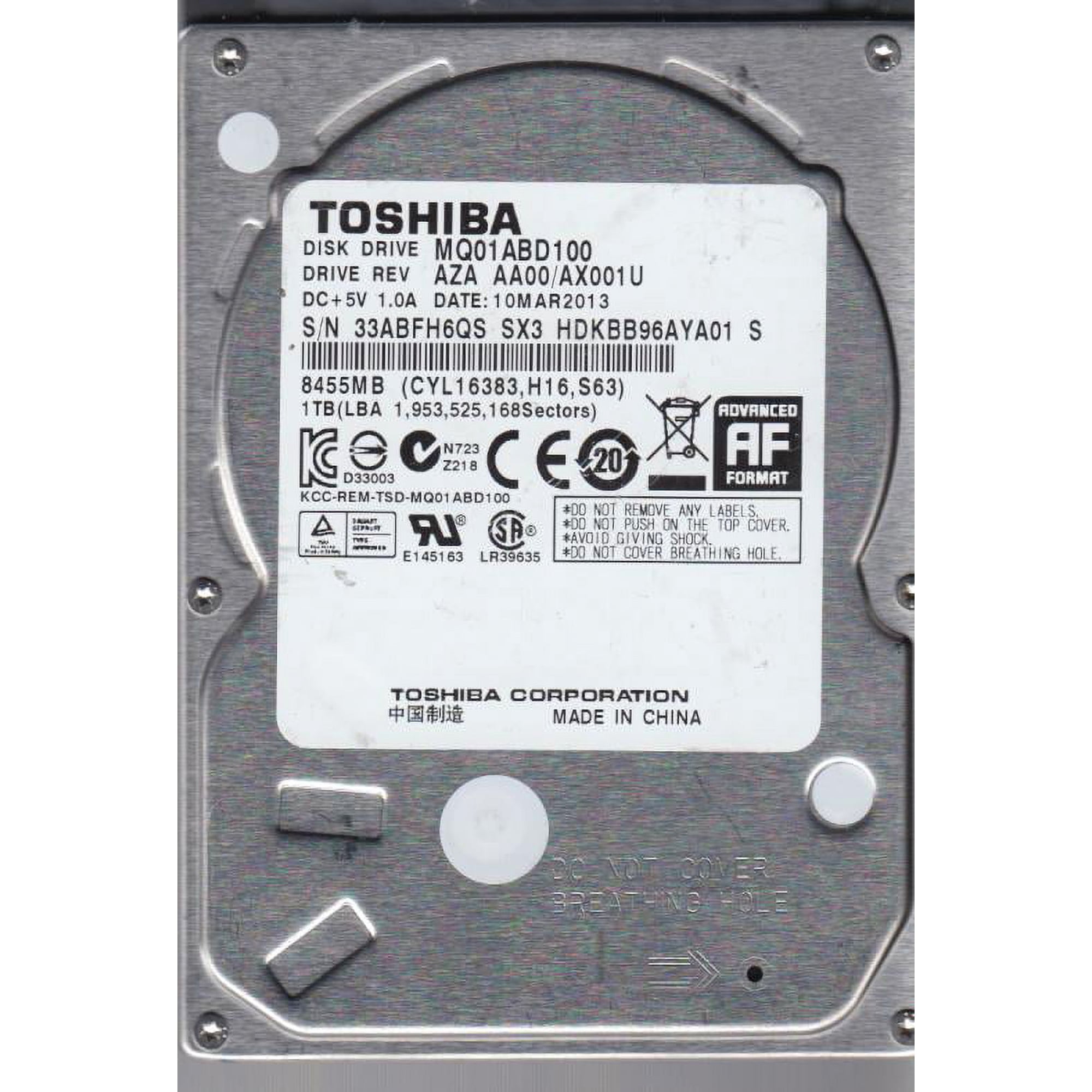 MQ01ABD100 Toshiba 1TB 2.5" 5400RPM Sata 3.0GB/S Hard Disk Drive HDKGB13A2A01 Laptop Hard Drives