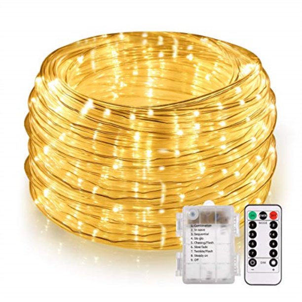 46ft Led Rope Lights Outdoor Battery Powered String With Remote 8 Modes Dimmable Timer Waterproof Decoration Lighting For Party Patio Garden Tree Indoor Decor Warm White Com 46ft Led Rope Lights Outdoor Battery, Outdoor Rope Lights Battery Operated