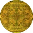 thumbnail image 1 of Ahgly Company Indoor Round Medallion Yellow Traditional Area Rugs, 8' Round, 1 of 4