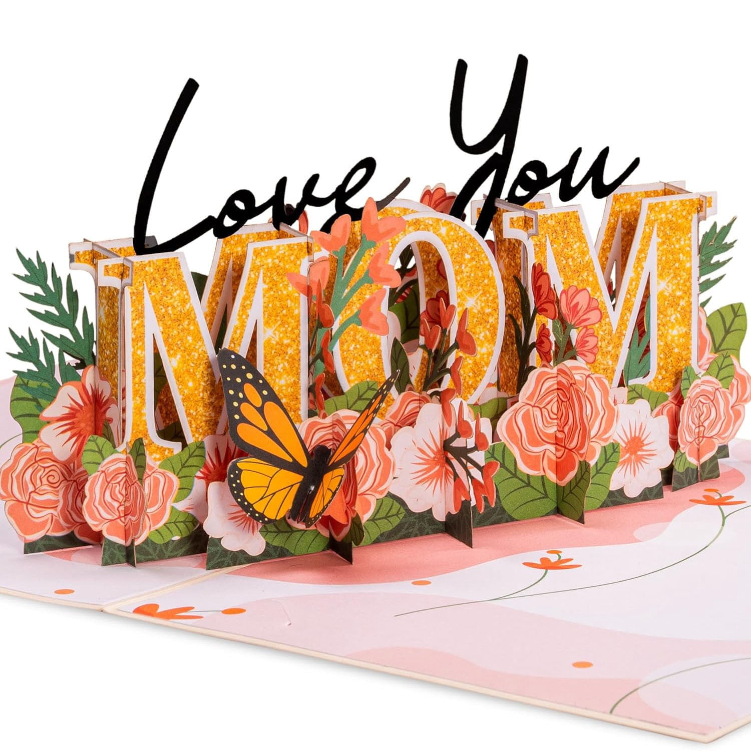 Best MOM Mother's Day greeting card, butterfly flower 3D greeting card, birthday gift card for mom