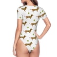 thumbnail image 4 of The Xecao Dachshund Going To Play Tennis Women's Crew Neck Body Suit, a short-sleeved bodysuit and basic swimsuit, both comfort and style for dating and daily life, 4 of 9