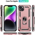 thumbnail image 4 of for iphone 14 Case, iphone 14 Phone Case with HD Screen Protector, [Military Grade 16ft. Drop Tested] Ring Shockproof Protective Phone Case for iphone 14,Rose Gold, 4 of 13