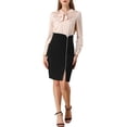 thumbnail image 2 of MODA NOVA Junior's Stretchy Skirt Midi Length Side Slit Pencil Skirts  Black 5, 2 of 6