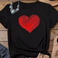 thumbnail image 2 of Hauts d'Été pour Femmes 2023 Hauts pour Femmes Col Rond Manches Courtes T-Shirt Imprimé en Forme de Cœur Chemise Décontractée Blouse, 2 of 3