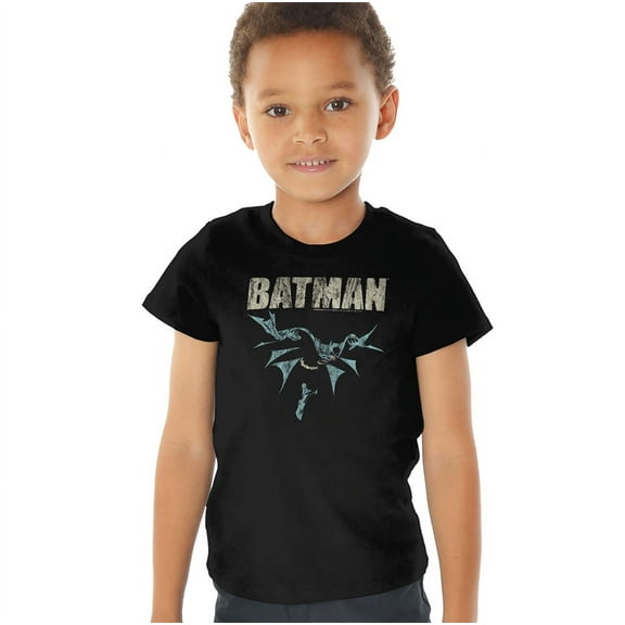 Batman Batman Glide Kids T Shirt (3) for Youth Toddler Boys and Girls, Black