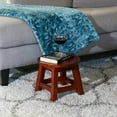 thumbnail image 3 of Wooden Step Stool, Round Mini Side Table, Carved with Queen Bee Pattern, Indoor Foot Stool for Kitchen Living Room Bedroom Bathroom, No Assembly Needed, Cherry, 3 of 6
