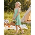 thumbnail image 4 of Oudiya Girls Spaghetti Strap Tie Back Dress Ruffle Hem Summer Beach Casual Sundress with Pockets, 6-14Y, 4 of 6