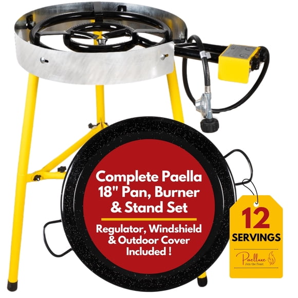 Paelluxe Set de quemador para paella con sartén de 18" para 12 porciones, uso exterior