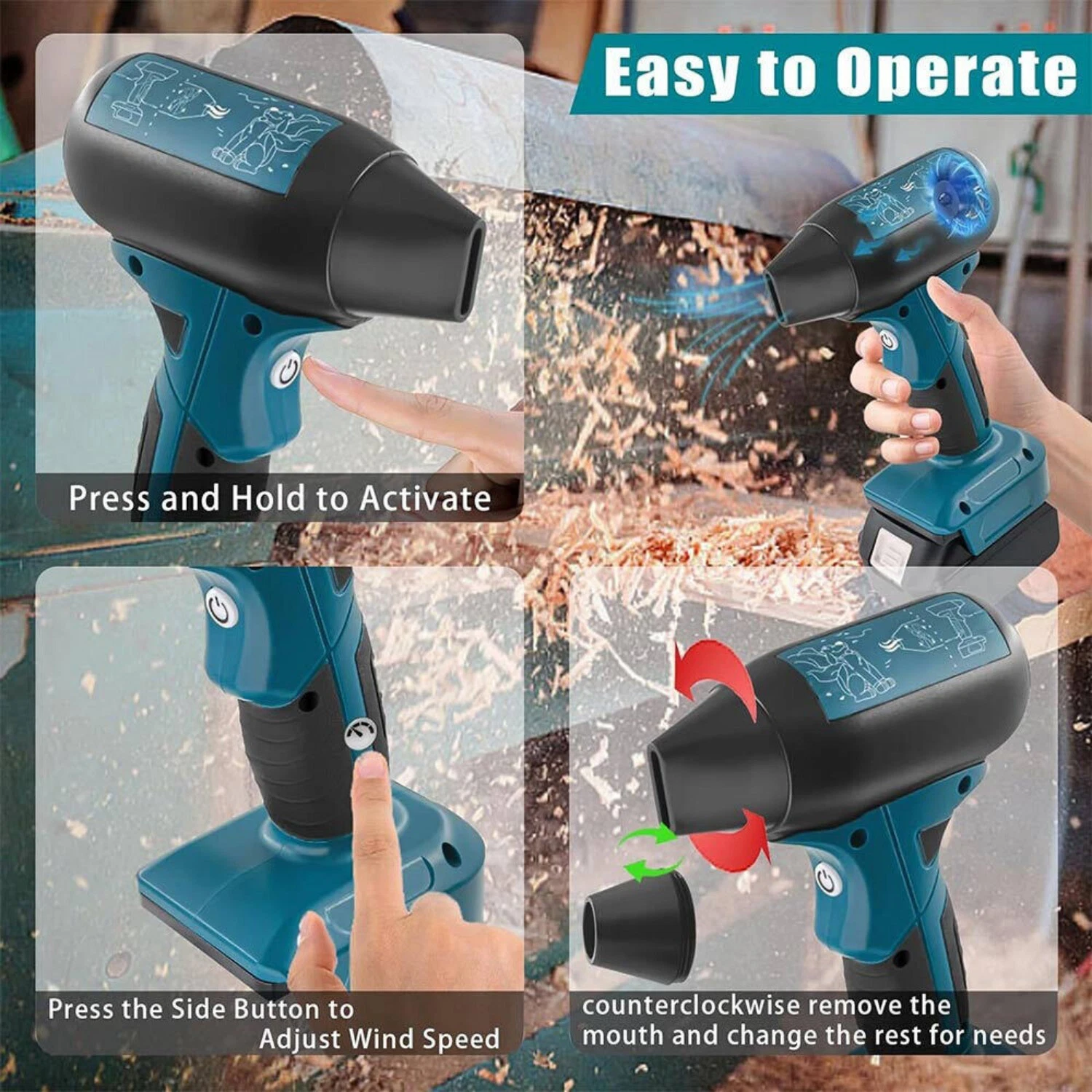Cordless Jet Dry Mini Leaf Blowers Vacuums for Bosch 18V GBA Battery Jobsite Air