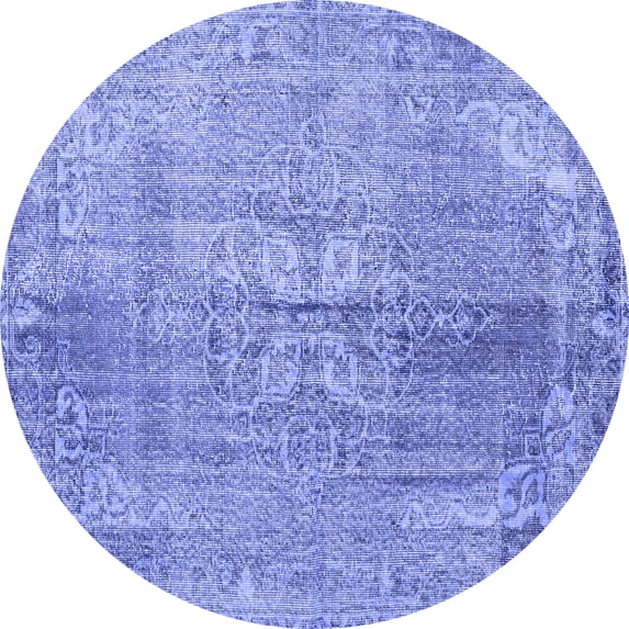 Ahgly Company Machine Washable Indoor Round Persian Blue Traditional Area Rugs, 3' Round