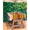 thumbnail image 3 of nqOlkjepod Burnt Orange Ombre Stripe Outdoor Tablecloth with Umbrella Hole & Zipper, Farmhouse Striped Gradient Rectangle Table Cover 60x84 Inch, Dining Waterproof Table Cloth Protector for Patio, 3 of 7