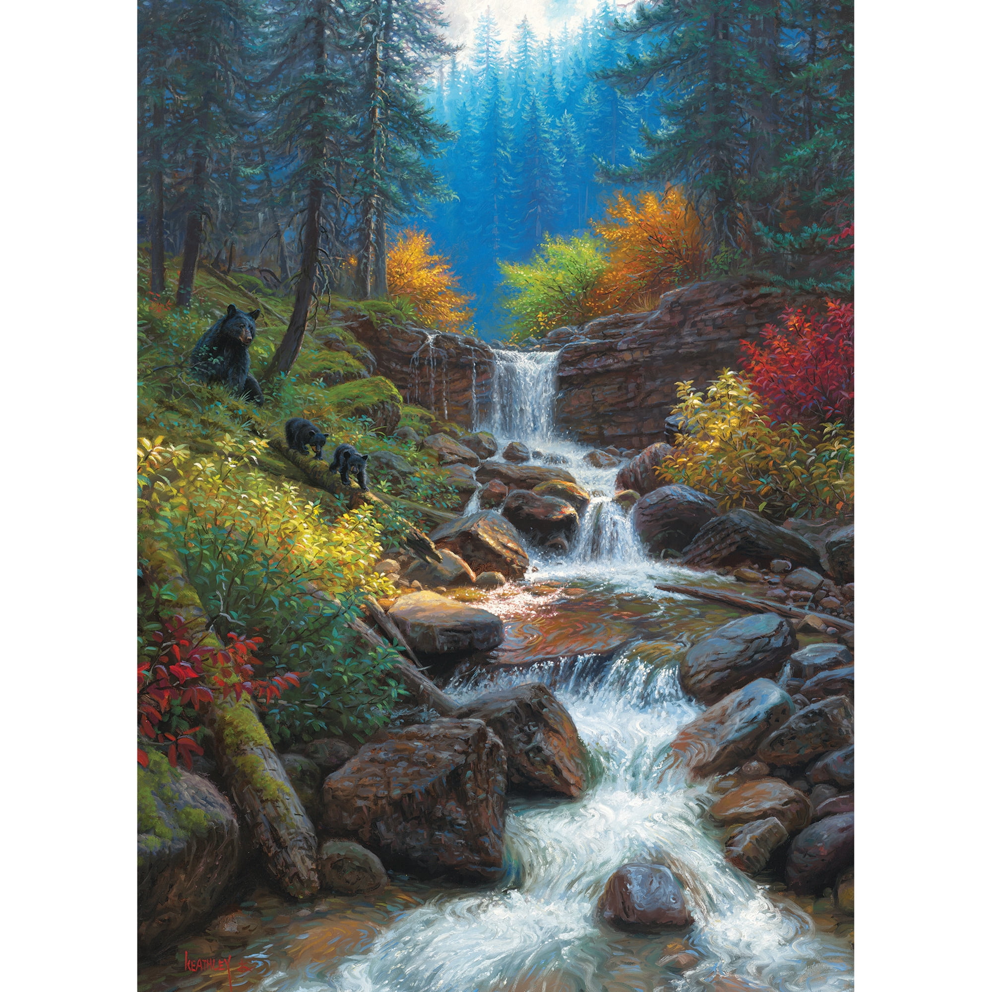 Cobble Hill 1000 Piece Puzzle: Mountain Cascade - Reference Poster Included, High Quality Jigsaw, Earth Friendly