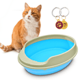 thumbnail image 1 of KE WOOW CAJA DE ARENA para Gatos ABIERTO, Arenero para Gato Grande con pared y Marco, Orinal Arena para Gato, Serie Areneros Abiertos, Inodoro para conejos, AZUL KE WOOW  Arenero Abierto, con marco superior, 1 of 10