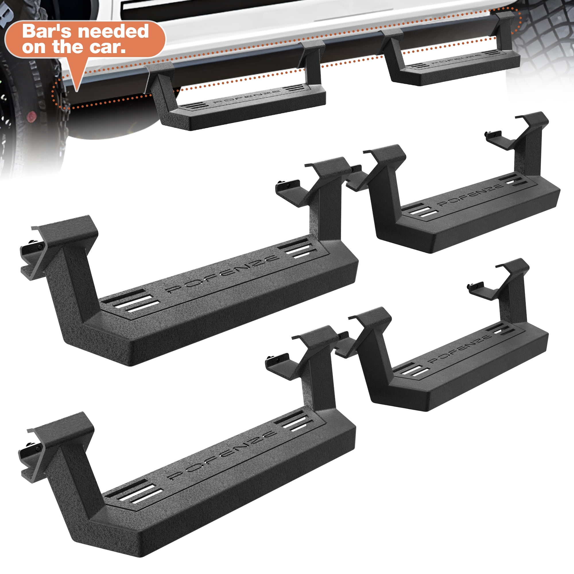 POFENZE Running Boards Side Steps for Ford Bronco 2021 2022 2023 2024 2025 Black Nerf Bars 4 Packs
