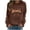 Brown women long sleeve t-shirt a1, variant on Spring Casual Long Sleeve T-Shirt for Women Round Neck Letter Print Mama Bow Basic Tee Shirt Party Outfits, Gray L