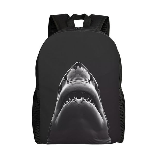 Disketp Black And White Shark Mochila Unisex de Apertura Lateral Completa, Mochila para Laptop para Escuela, Trabajo y Viajes
