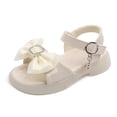 thumbnail image 4 of KPOPLK Toddler Girl Sandals Little Kids Summer Dress Shoes Open Toe Flats Cute Sandals for School Beach Party Size 9,Beige, 4 of 9