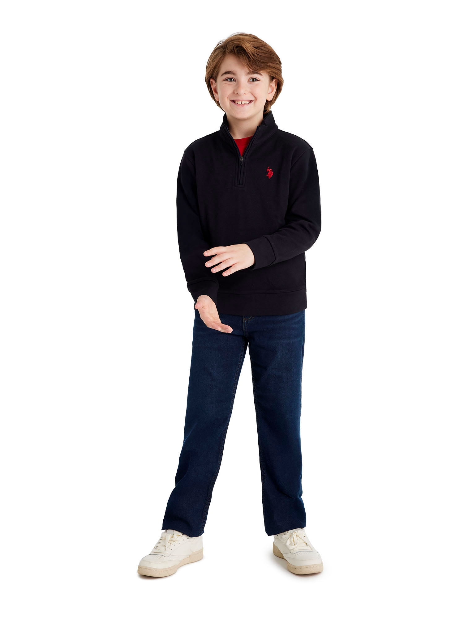 U.S. Polo Assn. Boys Interlock Quarter Zip, Sizes 4-18