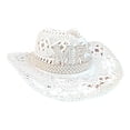 thumbnail image 2 of Harmtty Bride Hollow Cowboy Hat for Women Summer Handwoven Straw Hat Beach Vacation Sunshade Cap for Outdoor Travel, 2 of 8