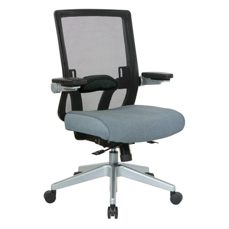 UPC: 0090234518570 | SPACE Seating Manager s Chair with Breathable Mesh Back and Blue Fabric Seat with a Silver Base.