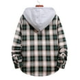 thumbnail image 4 of Patlollav Men Casual Turndown Long Sleeve Button Closure Plaid Print Hooded Shirt, 4 of 5