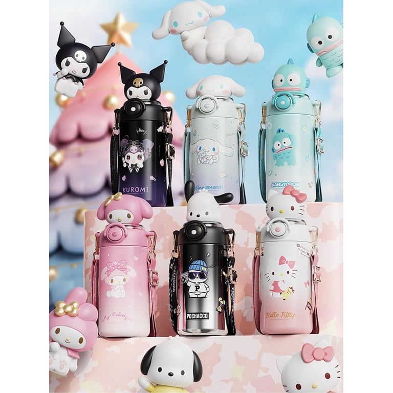 Kuromi Hello Kitty Cinnamoroll Water Bottle 600ml Melody Stainless