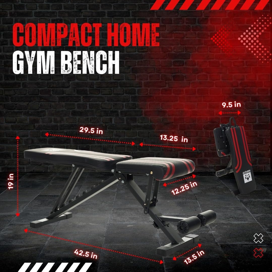Maple99 Adjustable Weight Bench - Professional Grade Fitness Equipment, 16 x 42.5 x 13.5 Inches