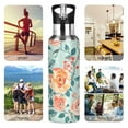 thumbnail image 4 of ALAZA Rose Flower with Leaves Water Bottle Insulated Flask Stainless Steel Straw Lid 20 oz, 4 of 6