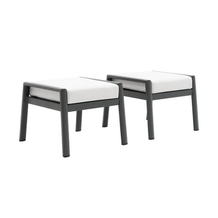 Outdoor Patio Ottoman Set of 2 Outdoor Footrests for Patio Outdoor Aluminum Ottomans Footstool,Grey