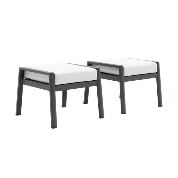 Outdoor Patio Ottoman Set of 2 Outdoor Footrests for Patio Outdoor Aluminum Ottomans Footstool,Grey