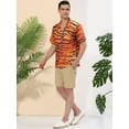 thumbnail image 4 of Camisa con estampado animal Lars Amadeus para hombre manga corta con botones informal leopardo cebra Marrón negro M, 4 of 6
